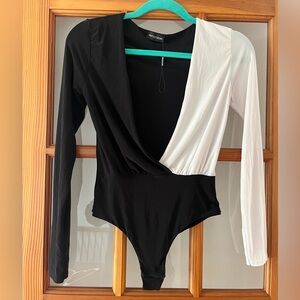 PrettyLittleThing Black and White Bodysuit